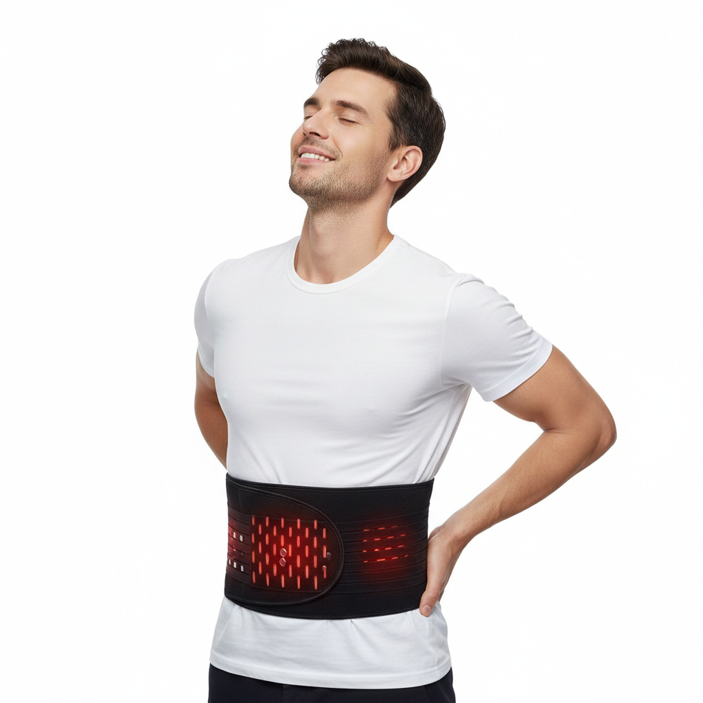 Homme avec ceinture chauffante - soulagement